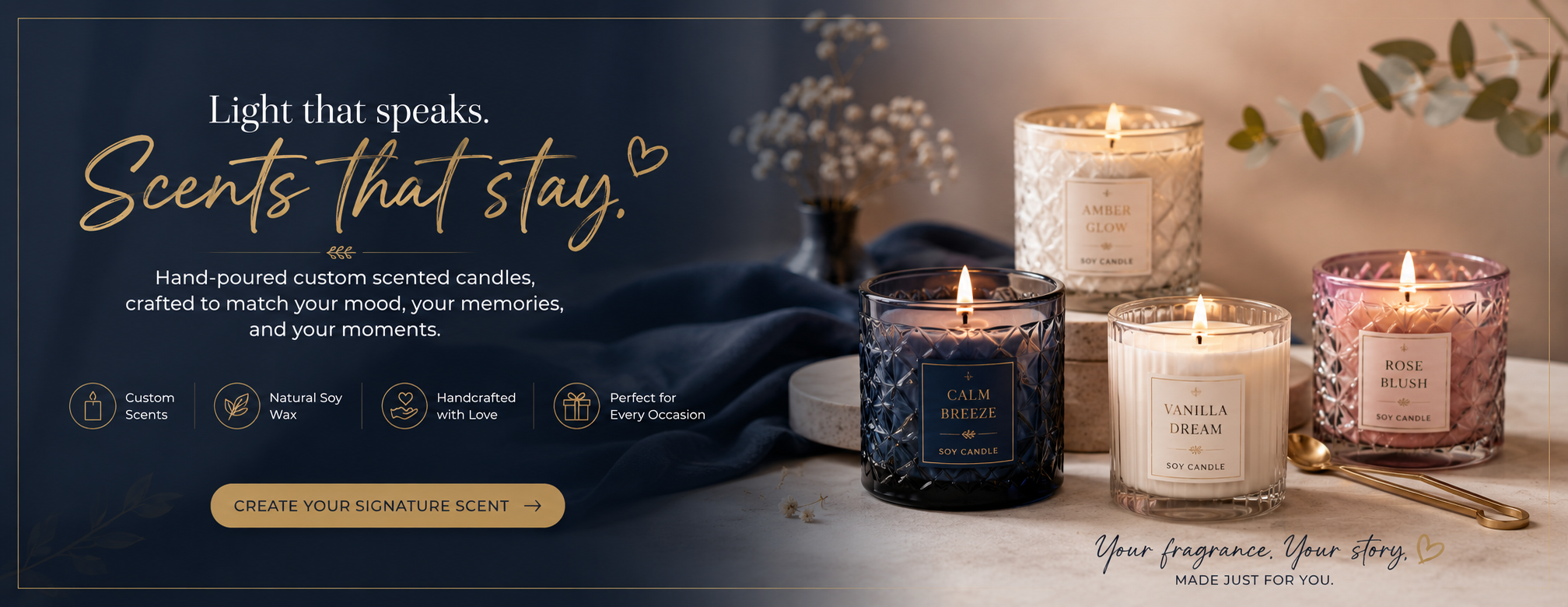Decorative custom candle arrangement